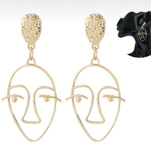 Boho Chic Gold Fashion Face Earrings